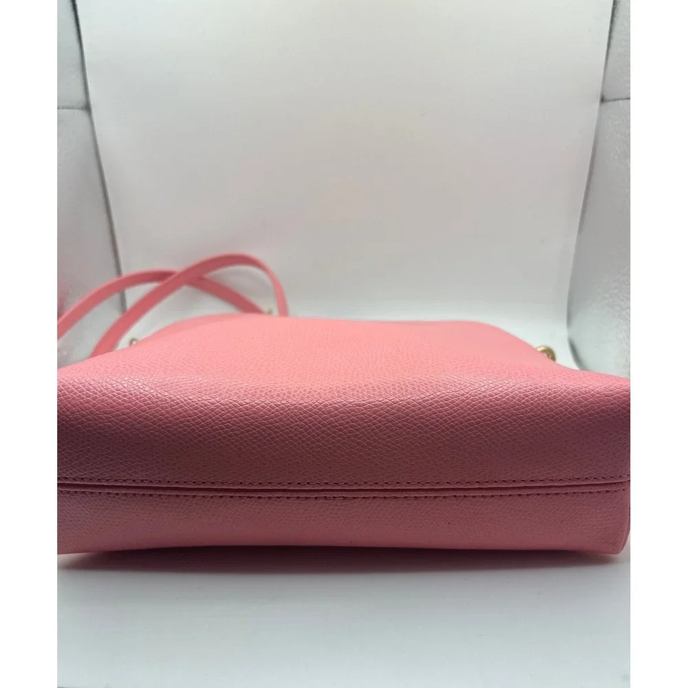 Furla‎ Pink Leather Dome Crossbody Bag Gold Tone Hardware Adjustable Strap
